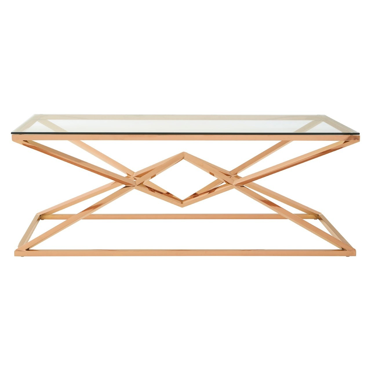 Alexis Clear Glass And Rose Gold Coffee Table regarding sizing 1280 X 1280