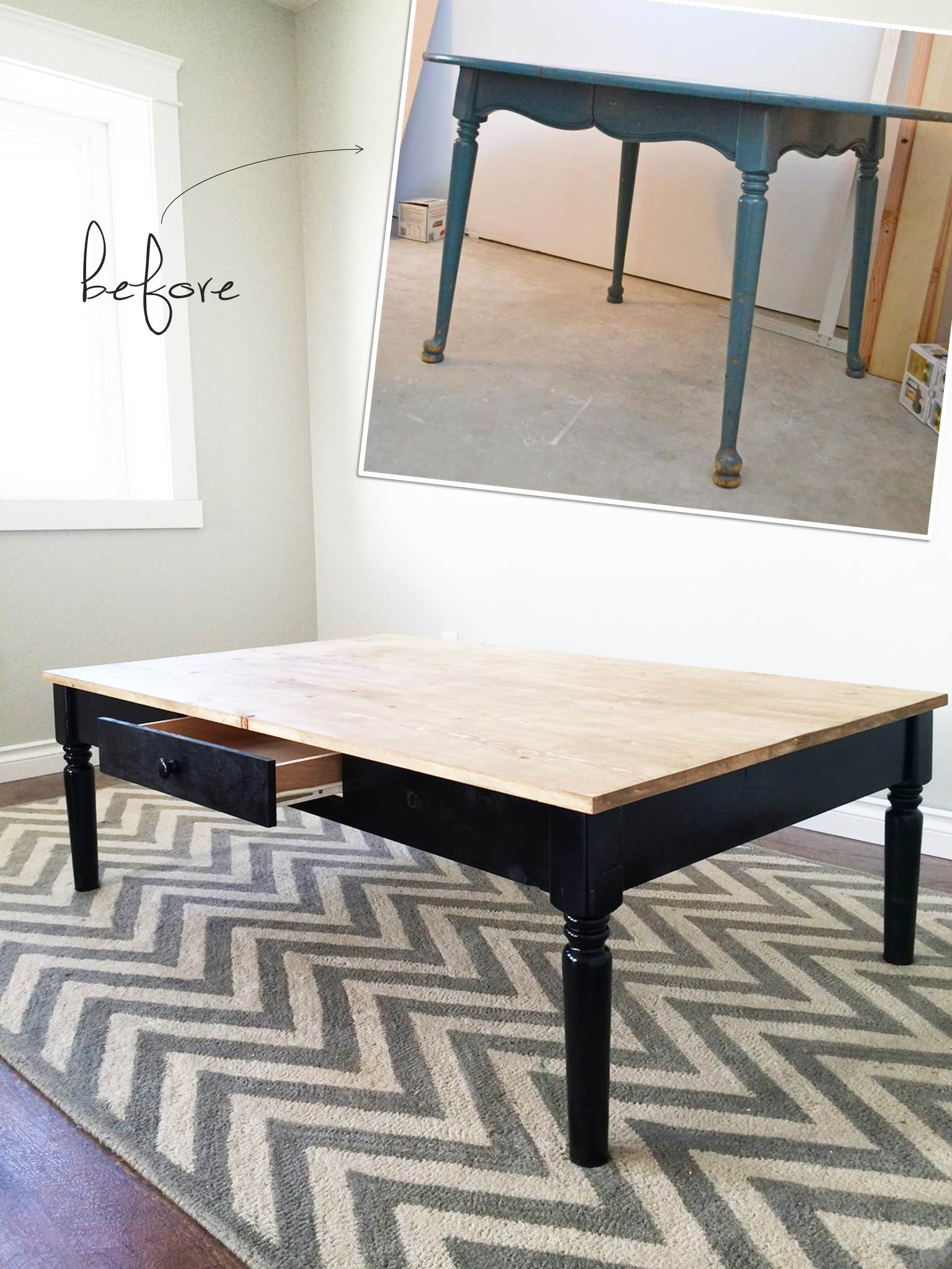 Ana White Turned Leg Coffee Table With Apron Drawer Diy Projects throughout proportions 1536 X 2047