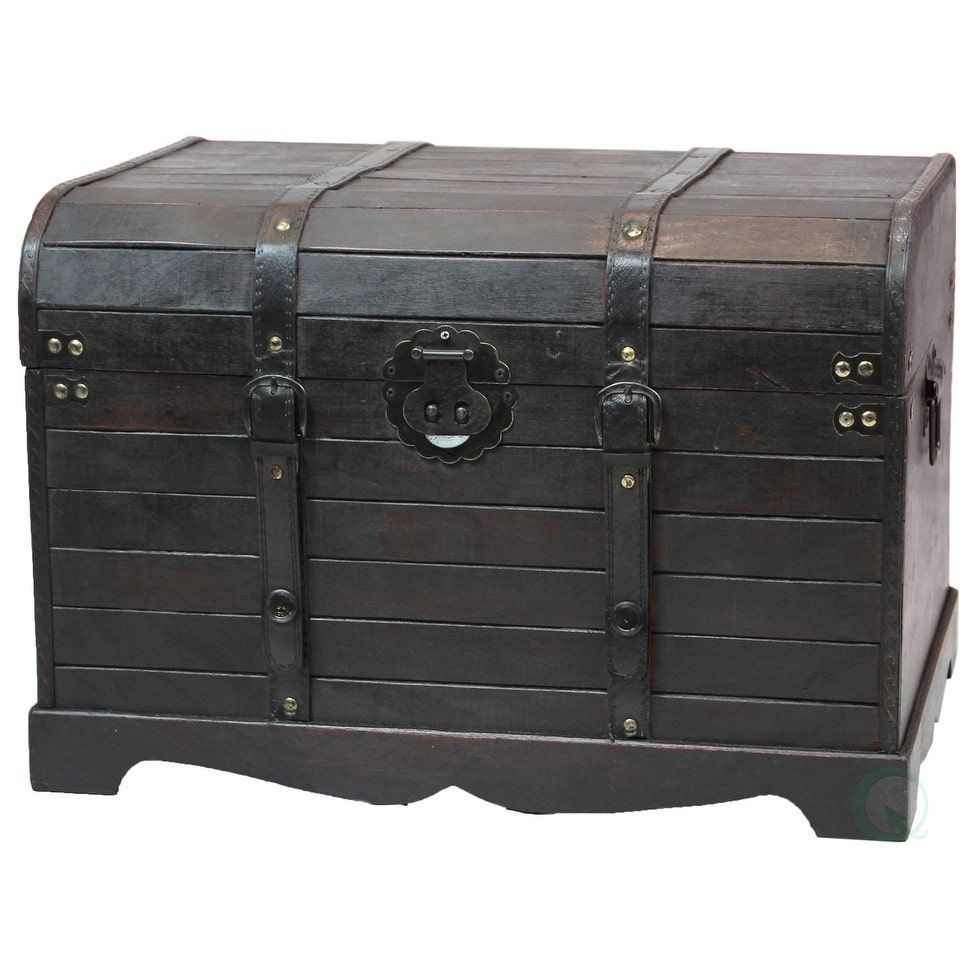Antique Style Black Wooden Steamer Trunk Coffee Table Products In inside size 976 X 976