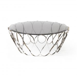 Aquarius Glass Coffee Table Stainless Steel Swanky Interiors in proportions 3018 X 3018