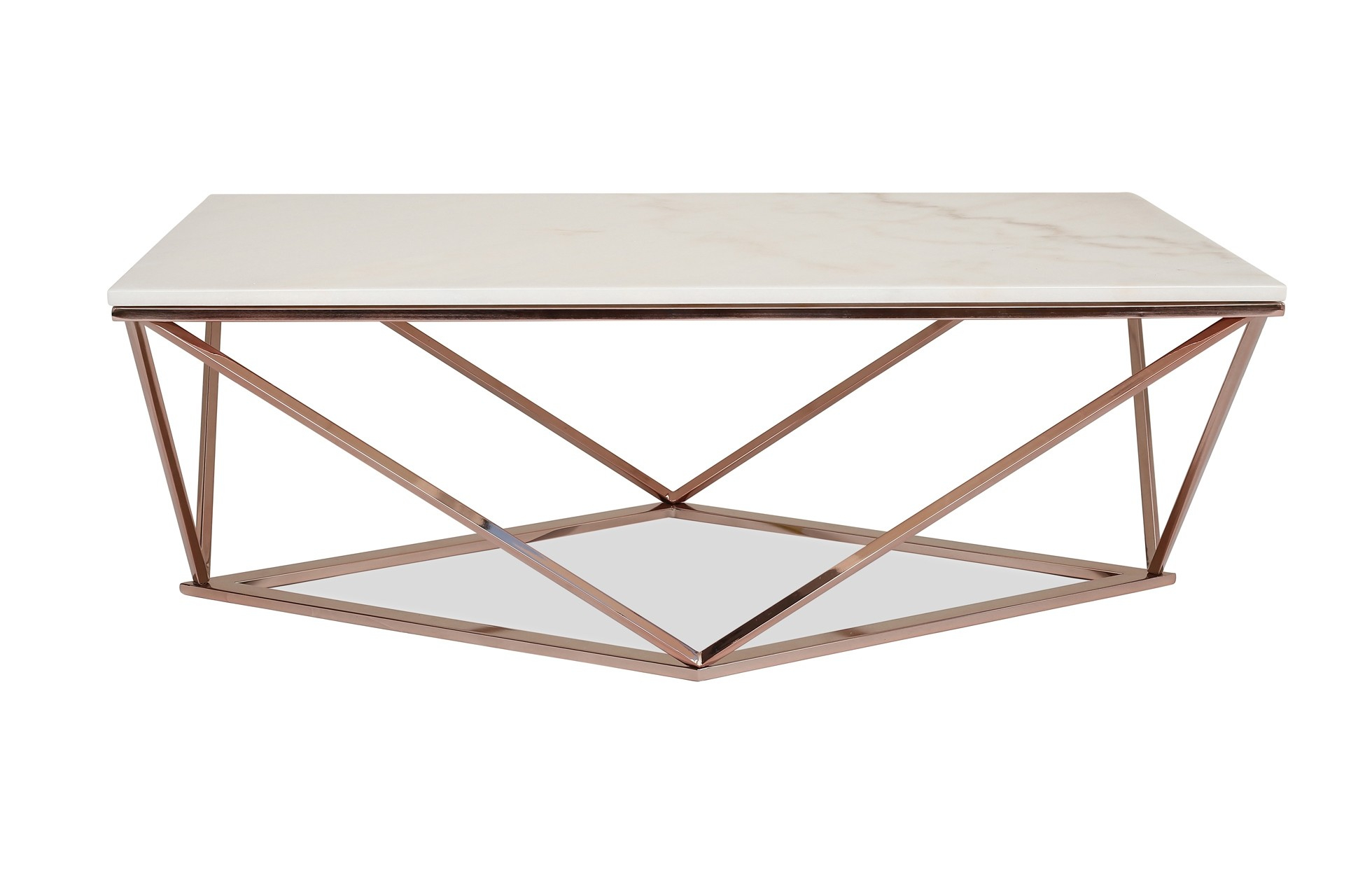 Aria Rose Gold Coffee Table With White Marble Top Viesso with regard to proportions 1960 X 1254
