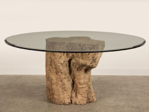 Awesome Teak Tree Trunk Table With Circled Glass Top As Inspiring pertaining to proportions 1600 X 1200