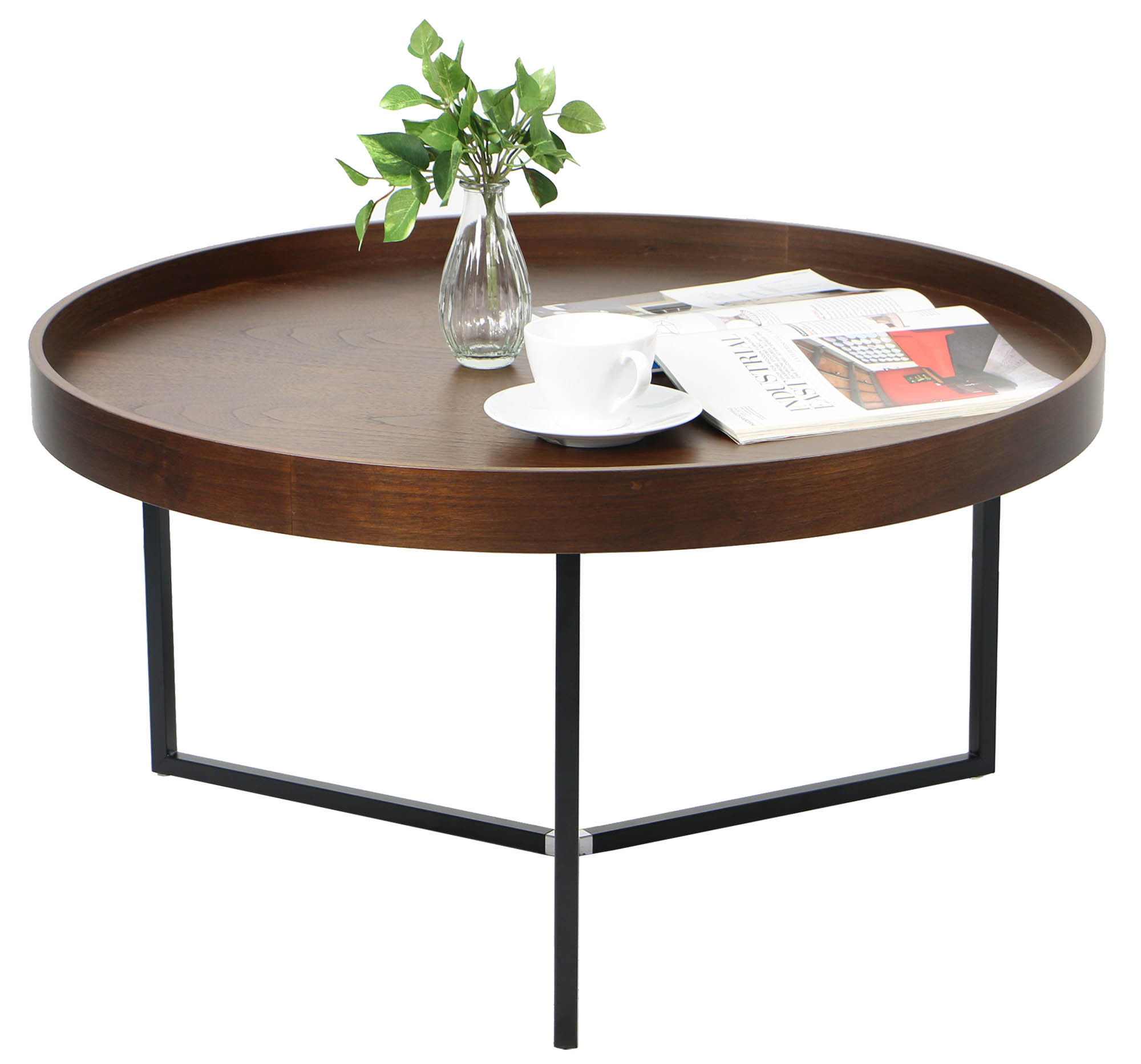 Barrie Walnut Round Tray Table Furniture Home Dcor Fortytwo within proportions 2000 X 1865