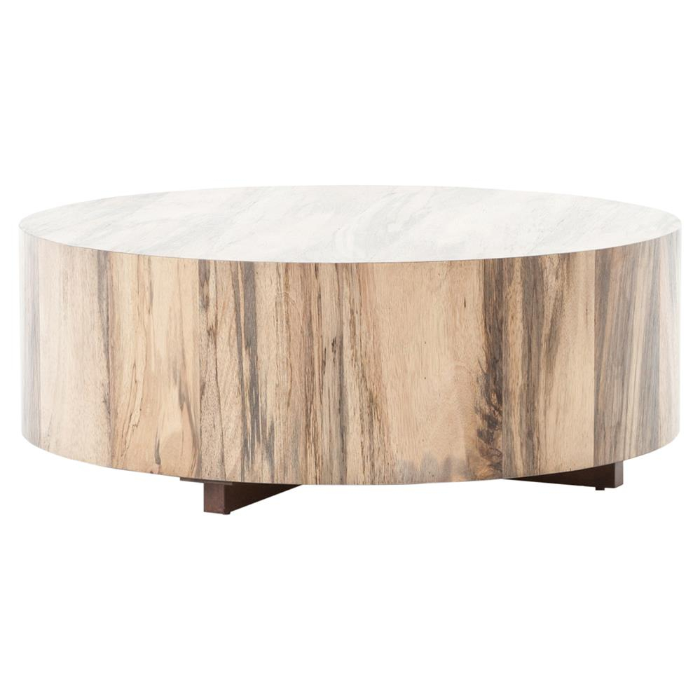 Barthes Rustic Lodge Round Natural Wood Block Coffee Table Kathy intended for sizing 999 X 999