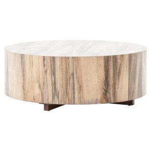 Barthes Rustic Lodge Round Natural Wood Block Coffee Table Kathy regarding proportions 999 X 999