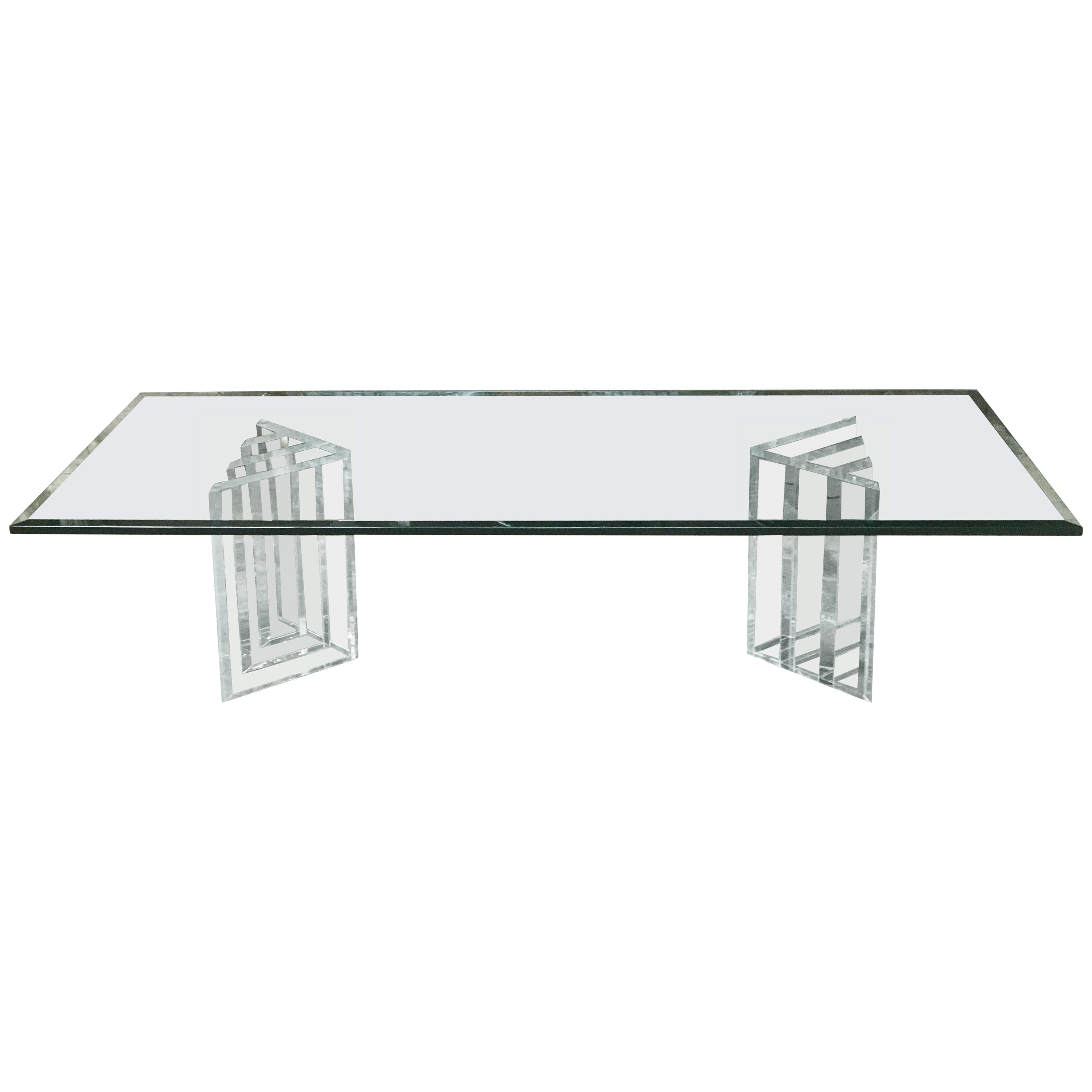 Beautiful Lucite Italian Coffee Table Base With Thick Glass Top For pertaining to size 3000 X 3000