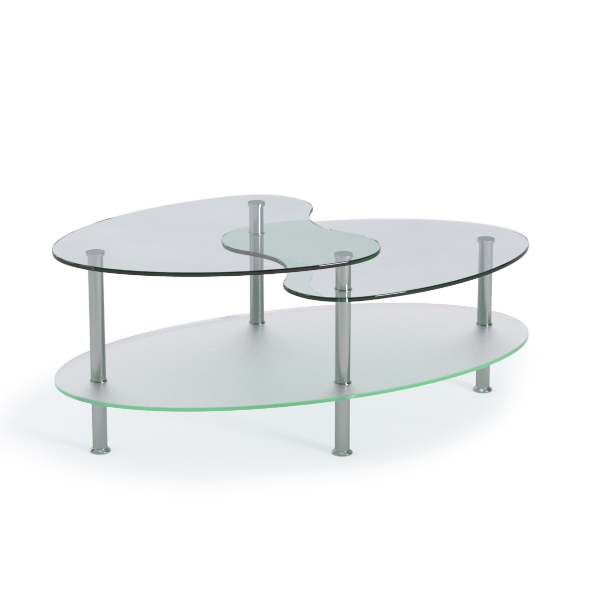 Becca 38 Inch Oval Two Tier Glass Coffee Table within measurements 1200 X 1200
