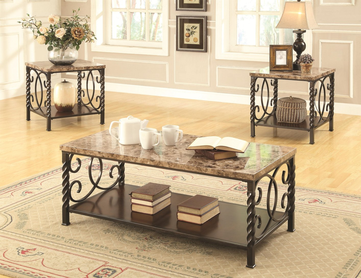 Beige Metal Coffee Table Set Steal A Sofa Furniture Outlet Los with measurements 1414 X 1090