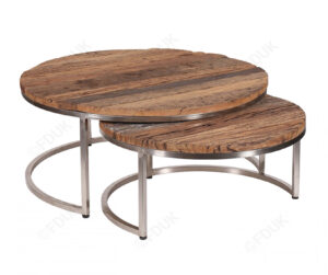 Besp Oak Railway Leather Furniture Nest Of 2 Round Coffee Tables Fduk with measurements 1650 X 1380