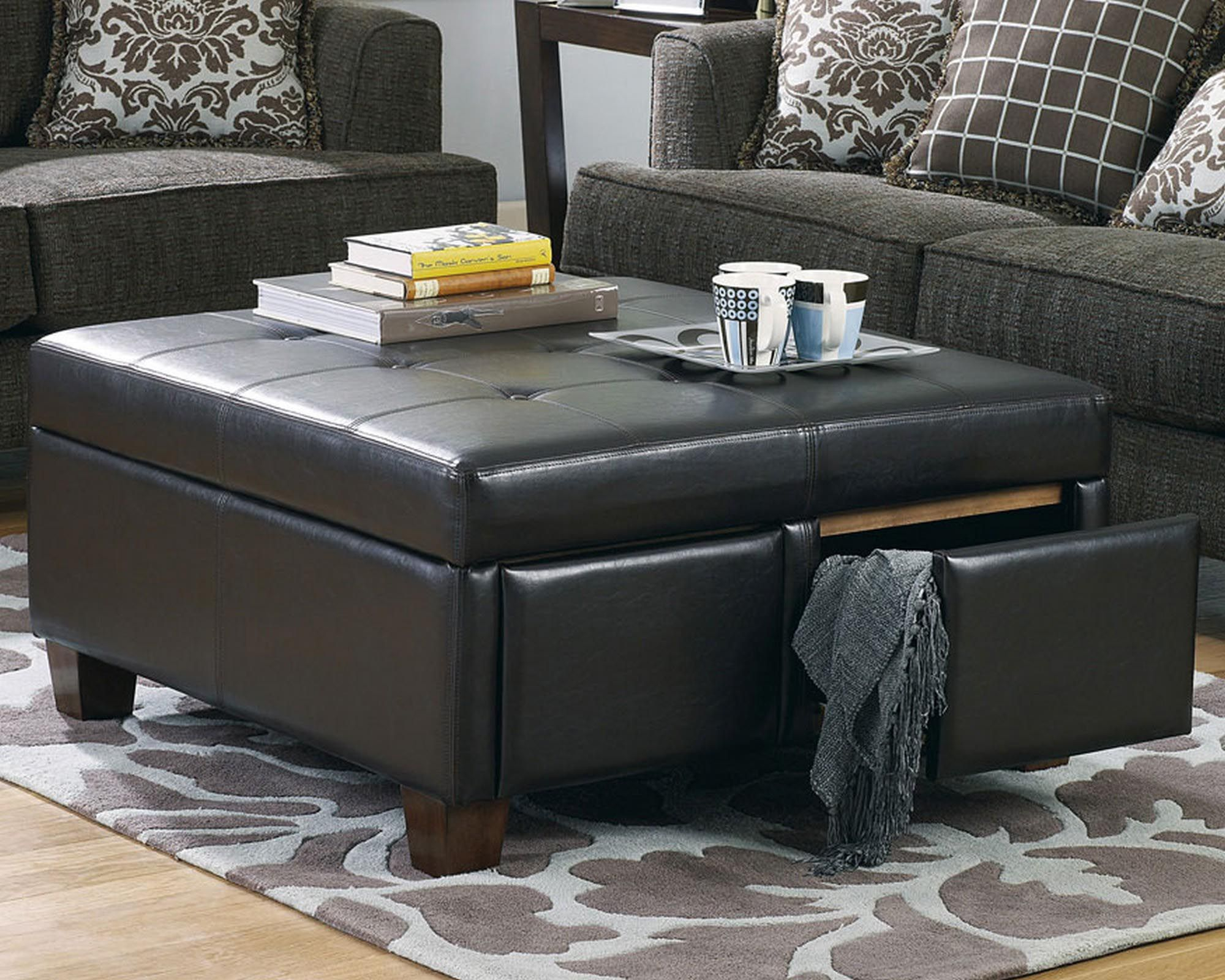 Black Leather Ottoman Coffee Table Coffee Tables Leather Ottoman for dimensions 2000 X 1600