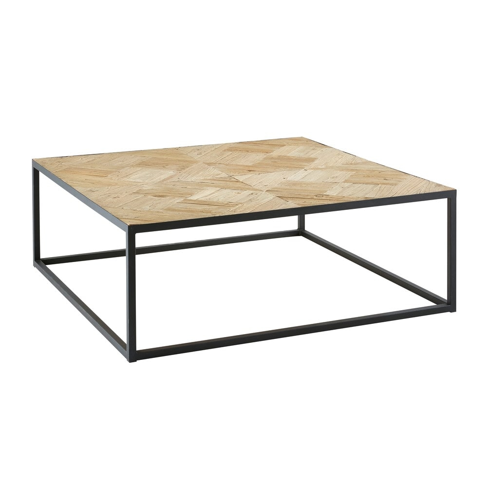 Black Metal And Recycled Elm Inlaid Coffee Table Camus Maisons Du in size 1000 X 1000