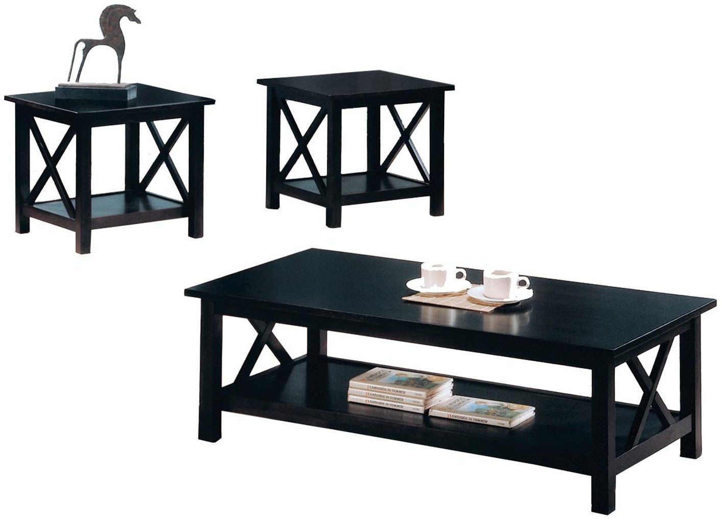 Black Wood Coffee Table Set Steal A Sofa Furniture Outlet Los regarding proportions 1414 X 1018