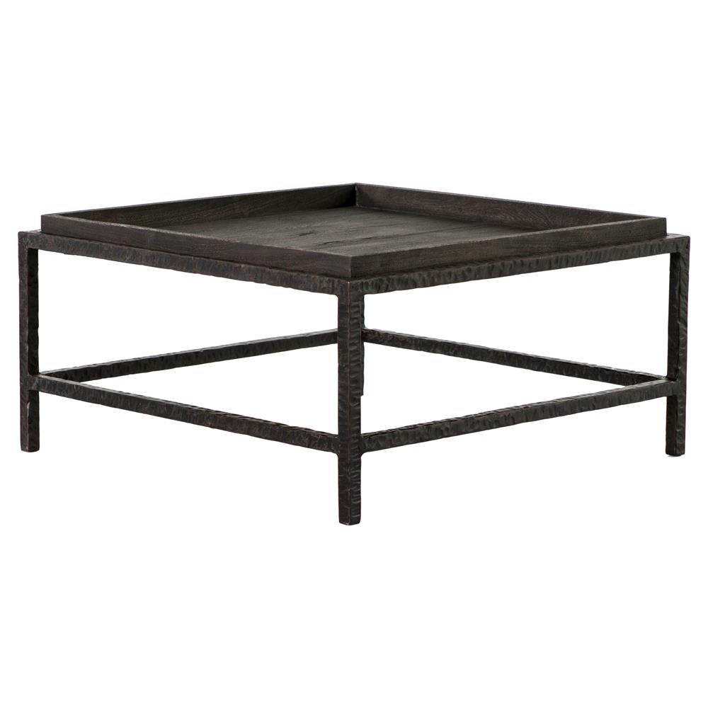 Bonner Industrial Loft Dark Grey Wood Square Iron Bunching Coffee Table with regard to proportions 1000 X 1000