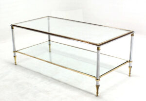 Brass Chrome And Glass Top Mid Century Modern Rectangular Coffee for proportions 1135 X 786