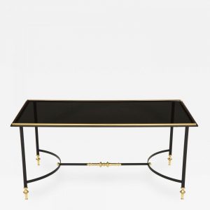 Bronze And Iron Coffee Table With Black Glass Top inside dimensions 1400 X 1400