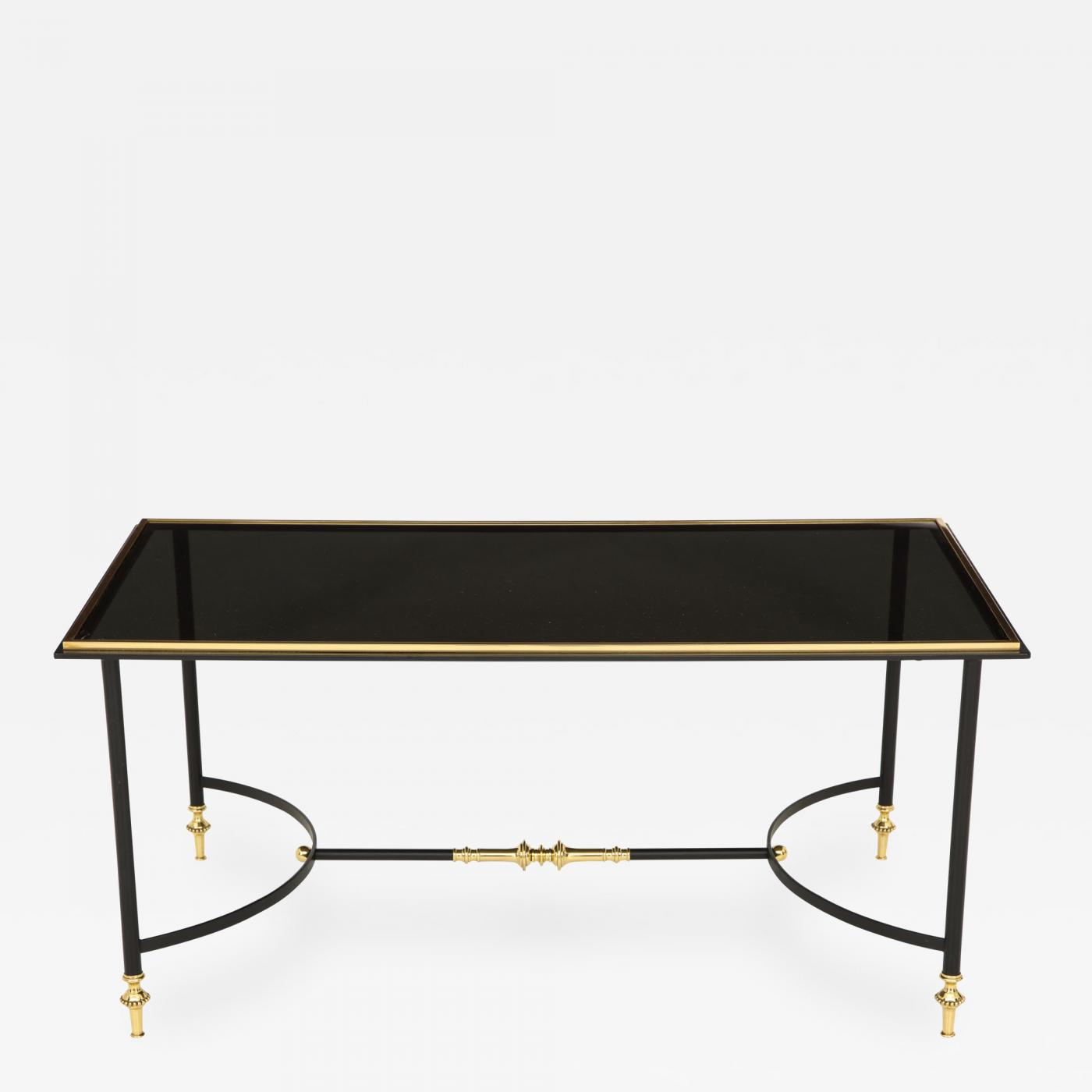Bronze And Iron Coffee Table With Black Glass Top with proportions 1400 X 1400