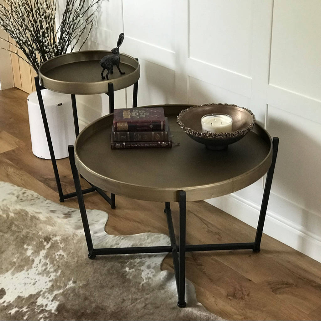 Bronze Coloured Iron Tray Table With Black Iron Legs Cowshed in dimensions 1024 X 1024