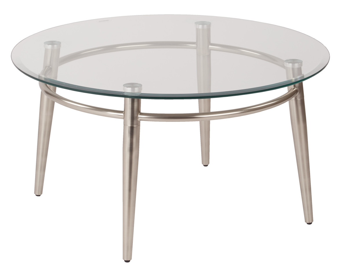 Brooklyn Clear Tempered Glass Round Top Coffee Table With Nickel regarding sizing 1200 X 949