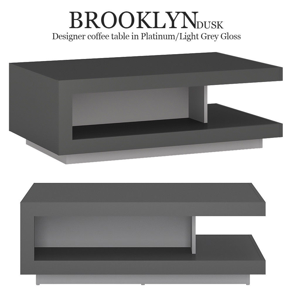 Brooklyn Dusk Coffee Table In Platinumlight Grey Gloss Modern intended for sizing 1000 X 1000