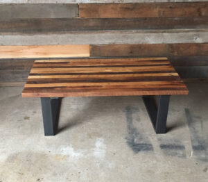 Butcher Block Coffee Table Made With Reclaimed Wood And Steel Etsy regarding proportions 1500 X 1312