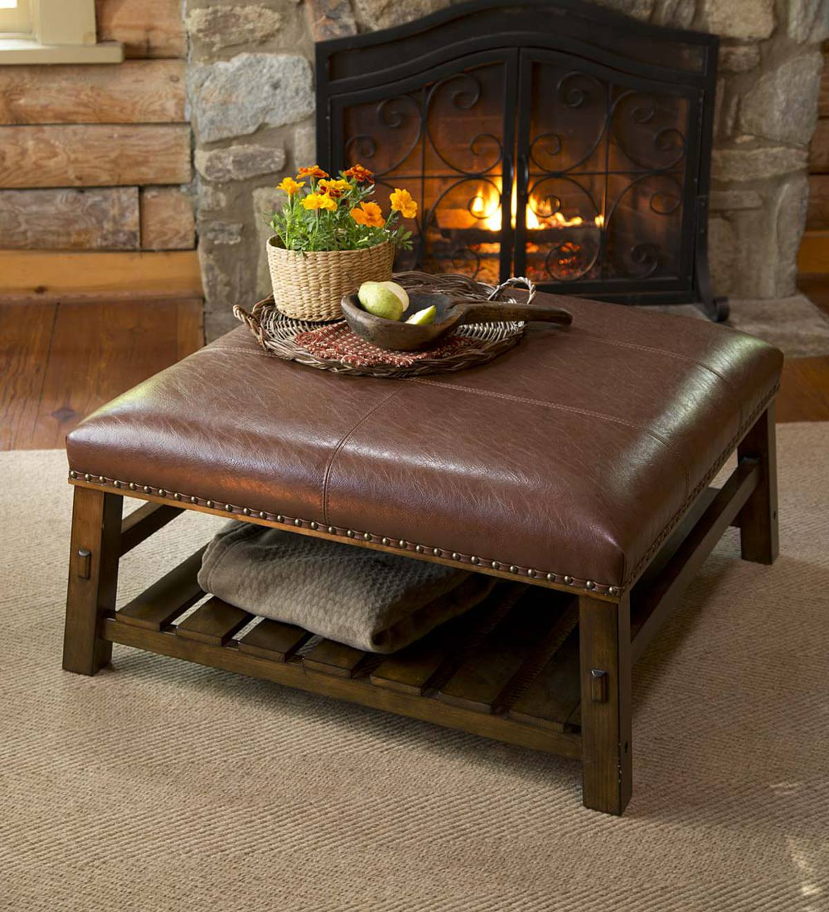 Canyon Leather Coffee Table Plowhearth with dimensions 1200 X 1320