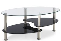 Cara Coffee Table Clear Black Glass Top Stainless Steel Modern Oval intended for proportions 1000 X 1000