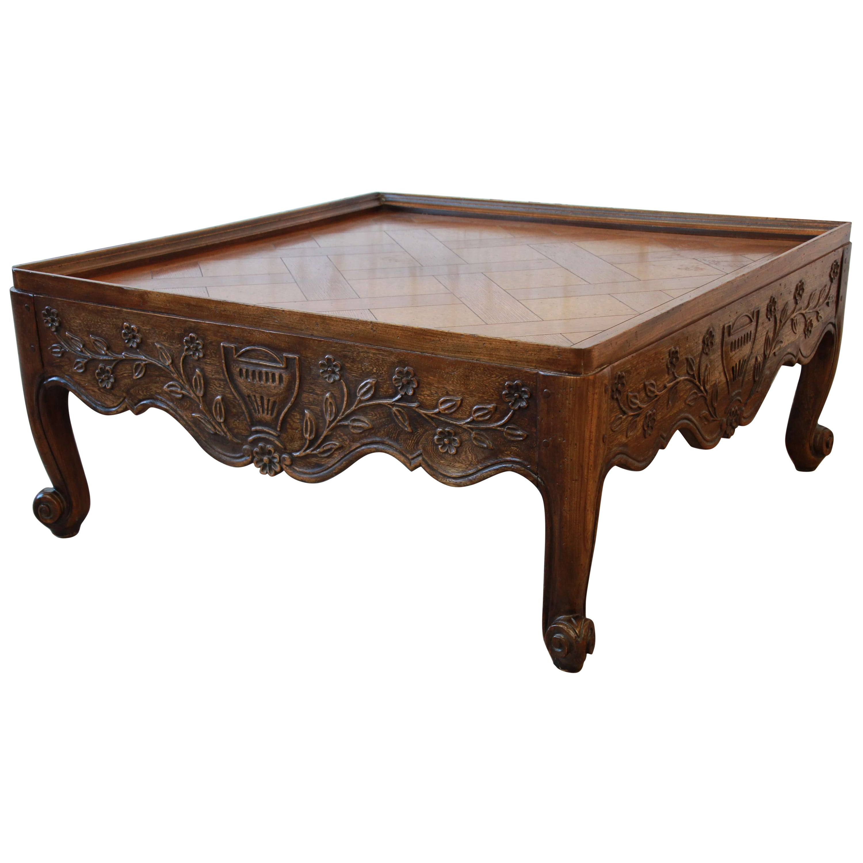 Carved French Country Square Coffee Table Baker Furniture For inside dimensions 3000 X 3000