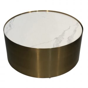 Cayenne Round Porcelain Metal Drum Coffee Table Temple Webster inside proportions 2000 X 2000