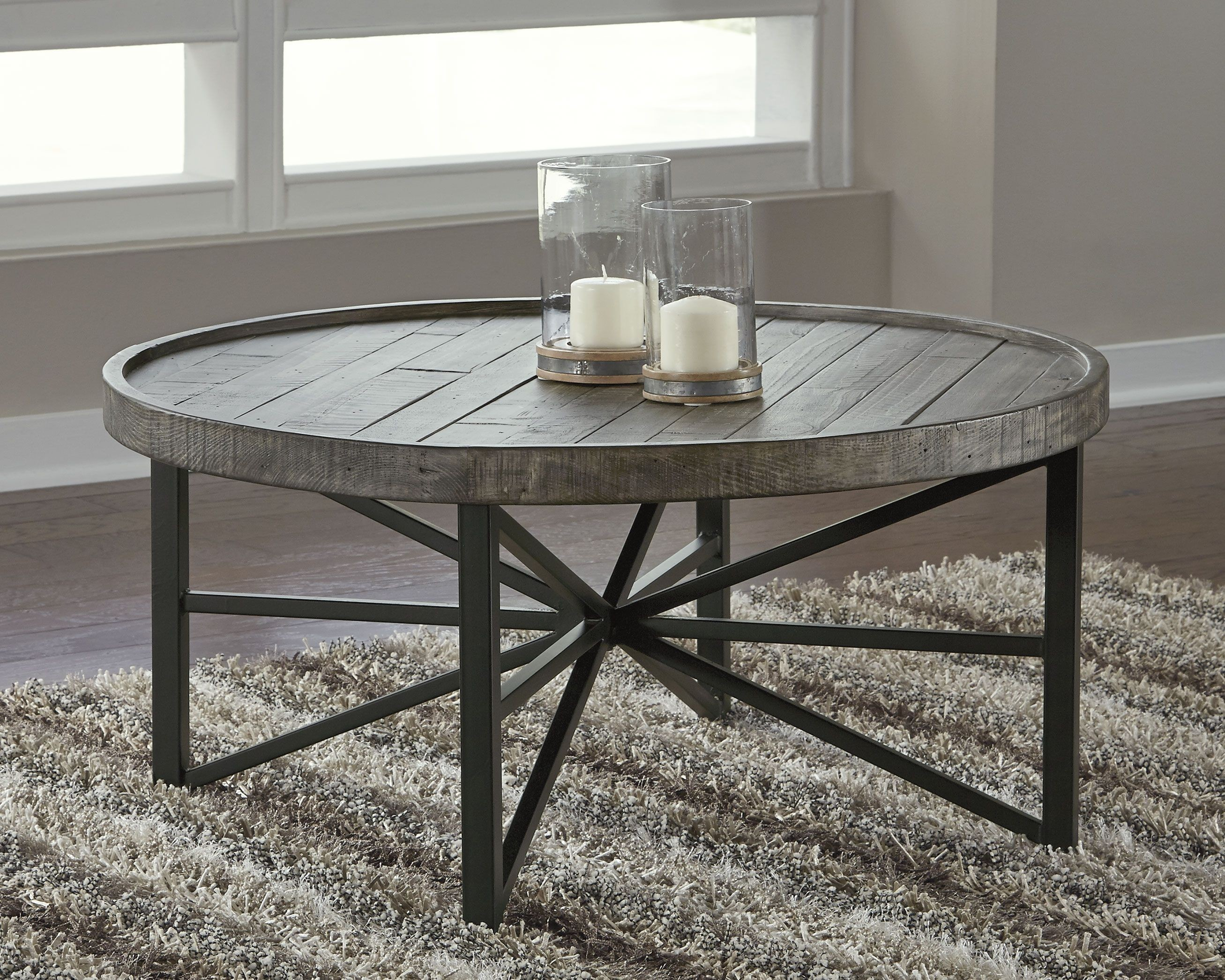 Cazentine Grayish Brownblack Round Cocktail Table for proportions 2614 X 2091