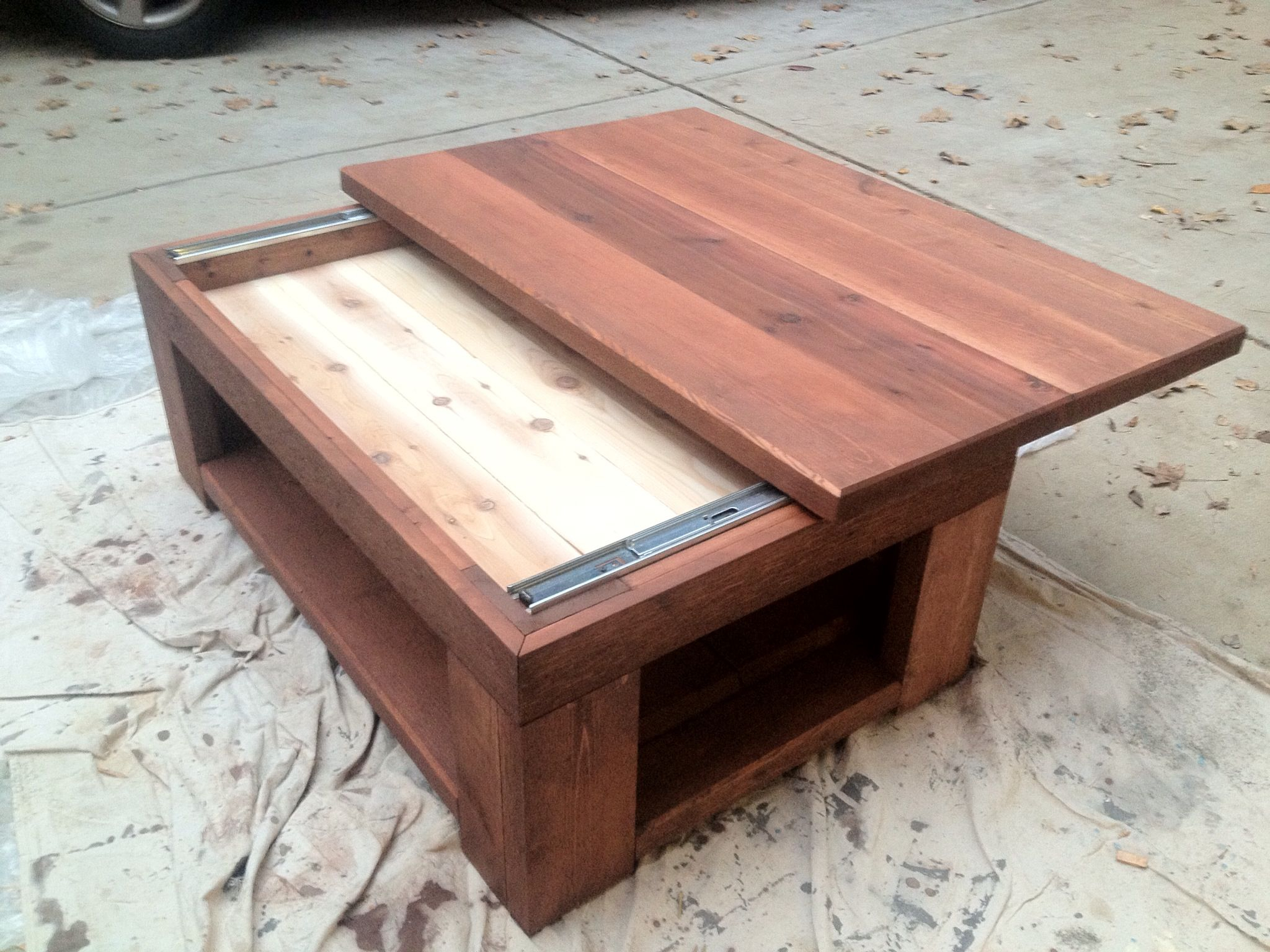 Cedar Coffee Table With A Sliding Top Custom Builds In 2019 Diy with regard to dimensions 2048 X 1536