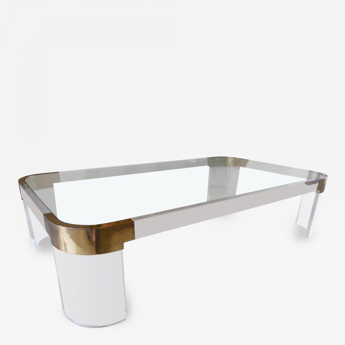 Charles Hollis Jones Large Charles Hollis Jones Waterfall Coffee Table In Brass Lucite with size 1400 X 1400