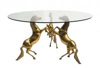 Chodoff Midcentury Bronze Coffee Table With Horse Heads And Glass regarding measurements 2317 X 2317