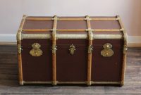 Circa 1920s French Brass And Vellum Trunk Coffee Table Leather for sizing 854 X 1280