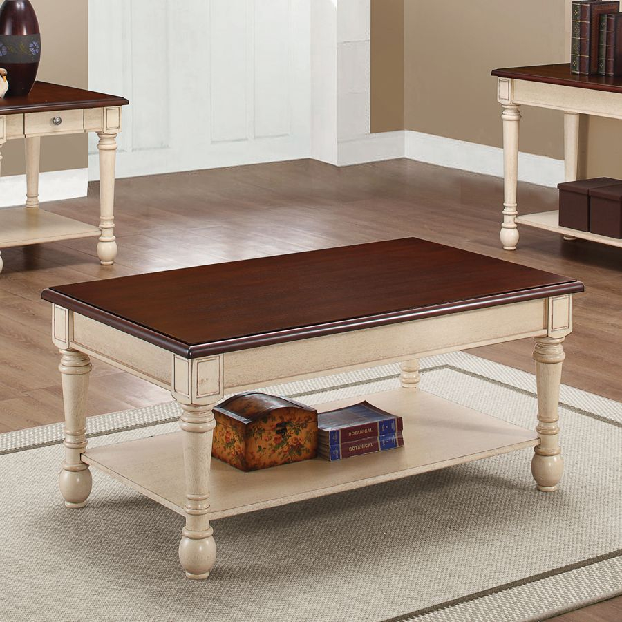 Coaster Furniture Dark Brown Antique White Wood Coffee Table The within dimensions 900 X 900