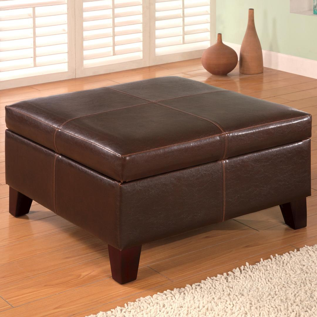 Coaster Ottomans Contemporary Square Faux Leather Storage Ottoman pertaining to dimensions 1080 X 1080