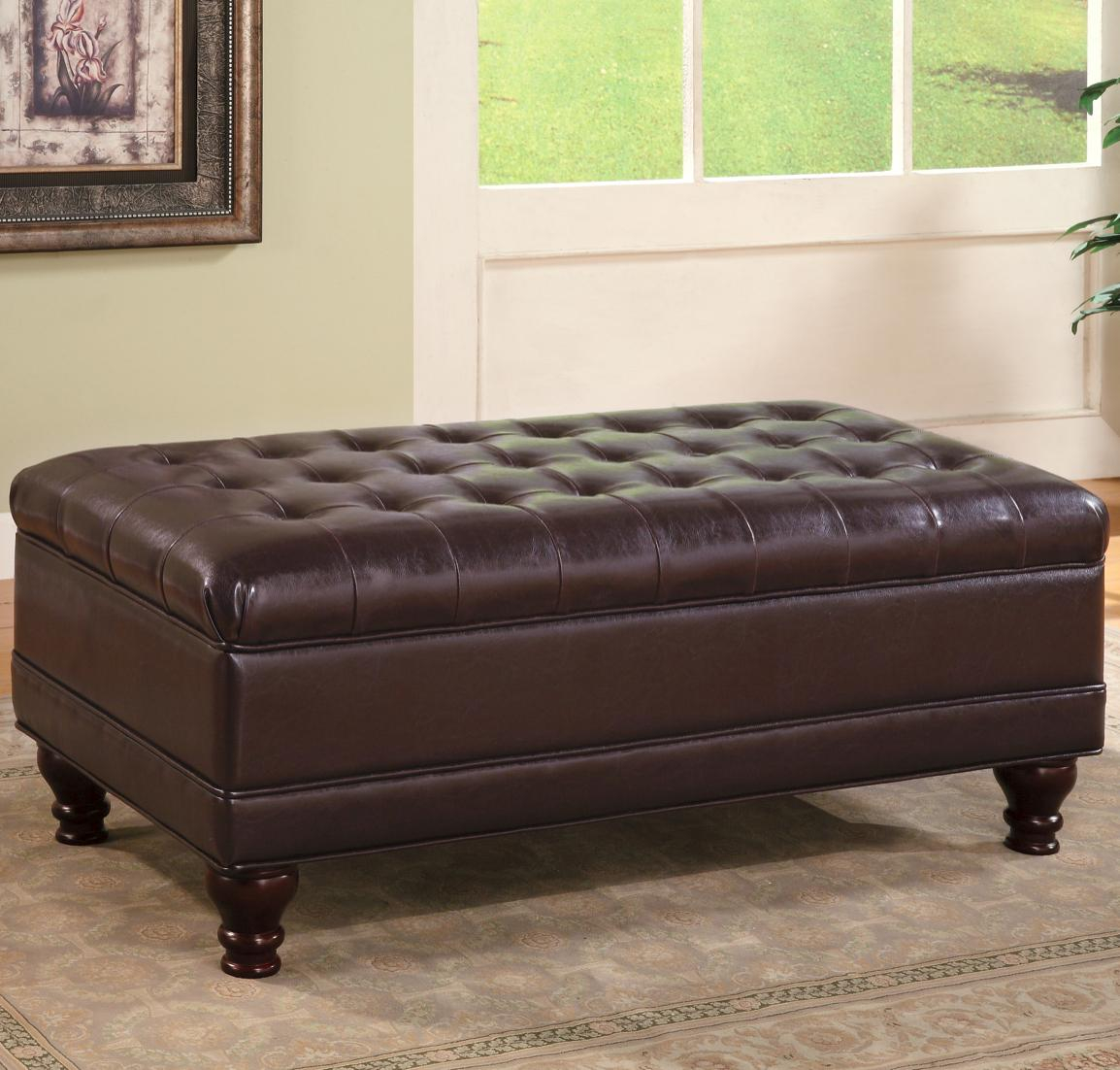 Coaster Ottomans Traditional Oversized Faux Leather Storage Ottoman inside measurements 1154 X 1102