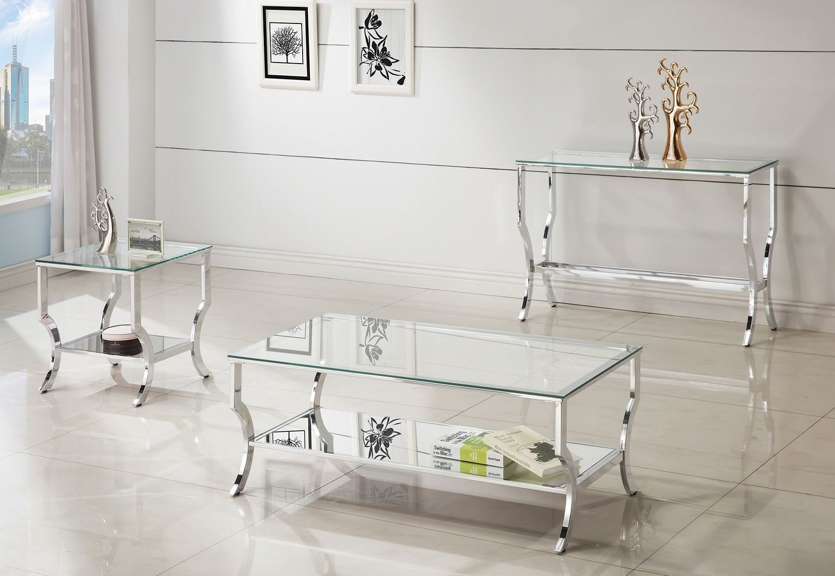 Coaster Walling 3pc Chrome Coffee Table Set Dallas Tx Occasional pertaining to dimensions 1708 X 1178