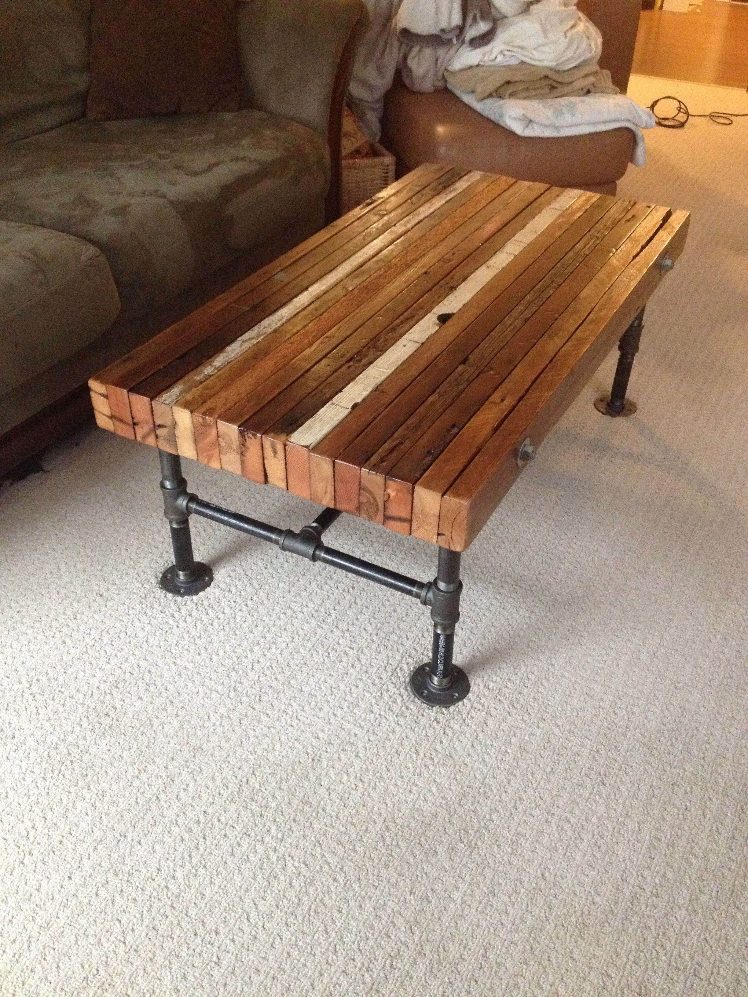 Coffee Table Made From Old 2x4s And Black Iron Pipe Industrial within sizing 2448 X 3264