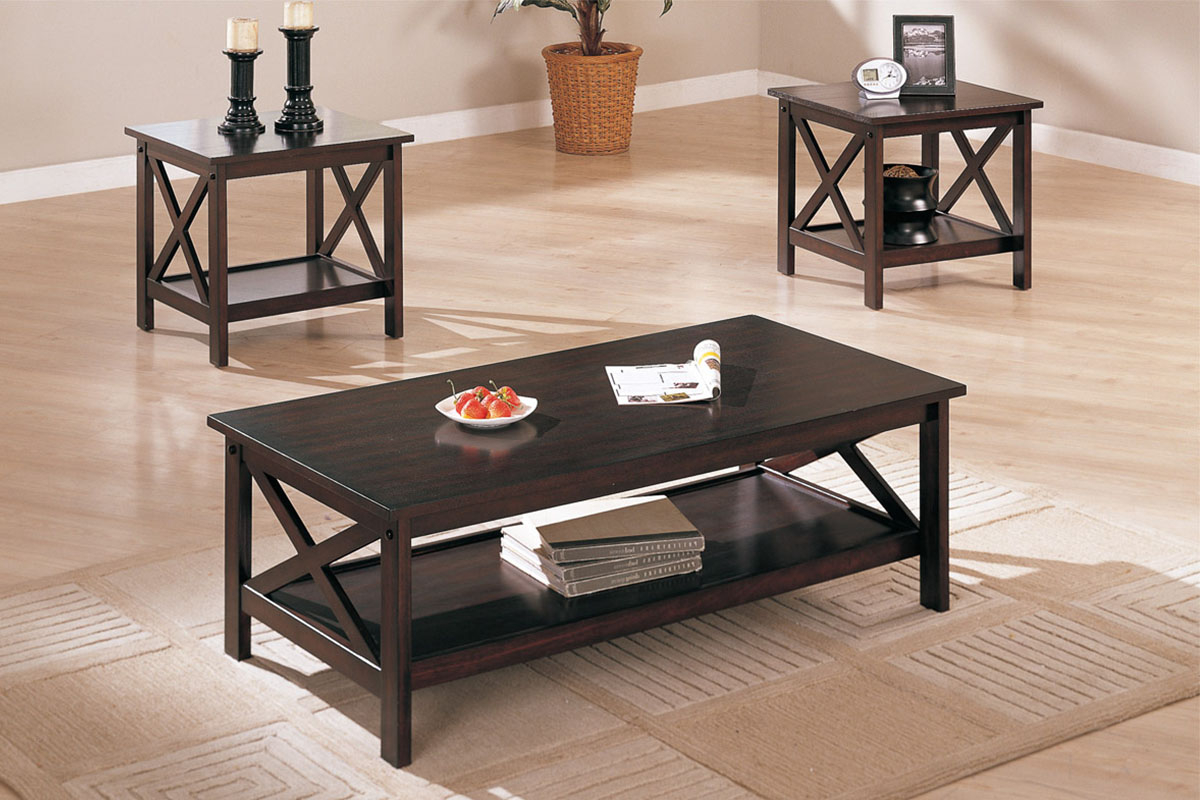 Coffee Tables Dark Brown Wood Coffee Table F 3069 in size 1200 X 800