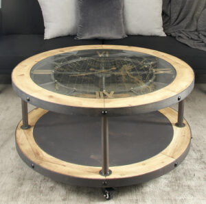 Cole Grey Metal And Wood Clock Coffee Table Wayfair regarding sizing 1470 X 1460