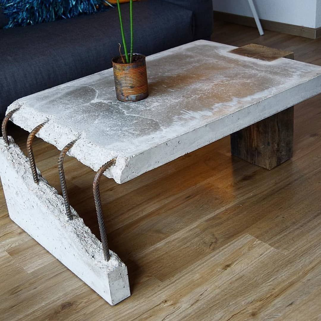 Concrete And Wood Coffee Table • Display Cabinet