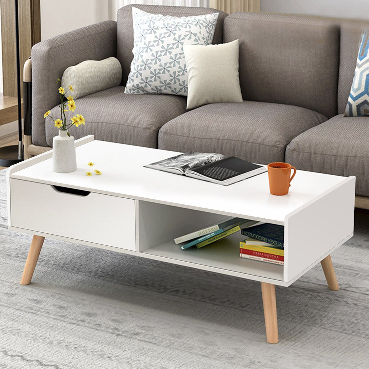 Costway Costway Modern Coffee Table Side End Table Cabinet With regarding measurements 1200 X 1200