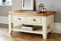Country Cottage Cream Painted Oak Coffee Table With Drawers for proportions 1006 X 802