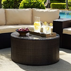 Crosley Furniture Catalina Outdoor Wicker Round Glass Top Coffee within dimensions 1600 X 1600