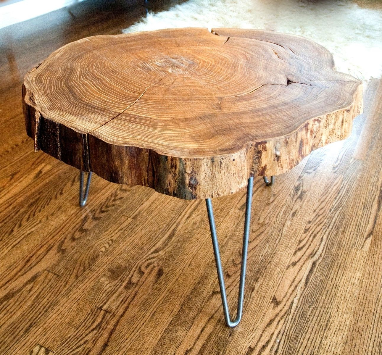 Custom Made Natural Live Edge Round Slab Side Table Coffee Table with measurements 1291 X 1200