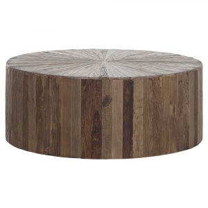 Cyrano Reclaimed Wood Round Drum Modern Eco Coffee Table Kathy Kuo with dimensions 1000 X 1000