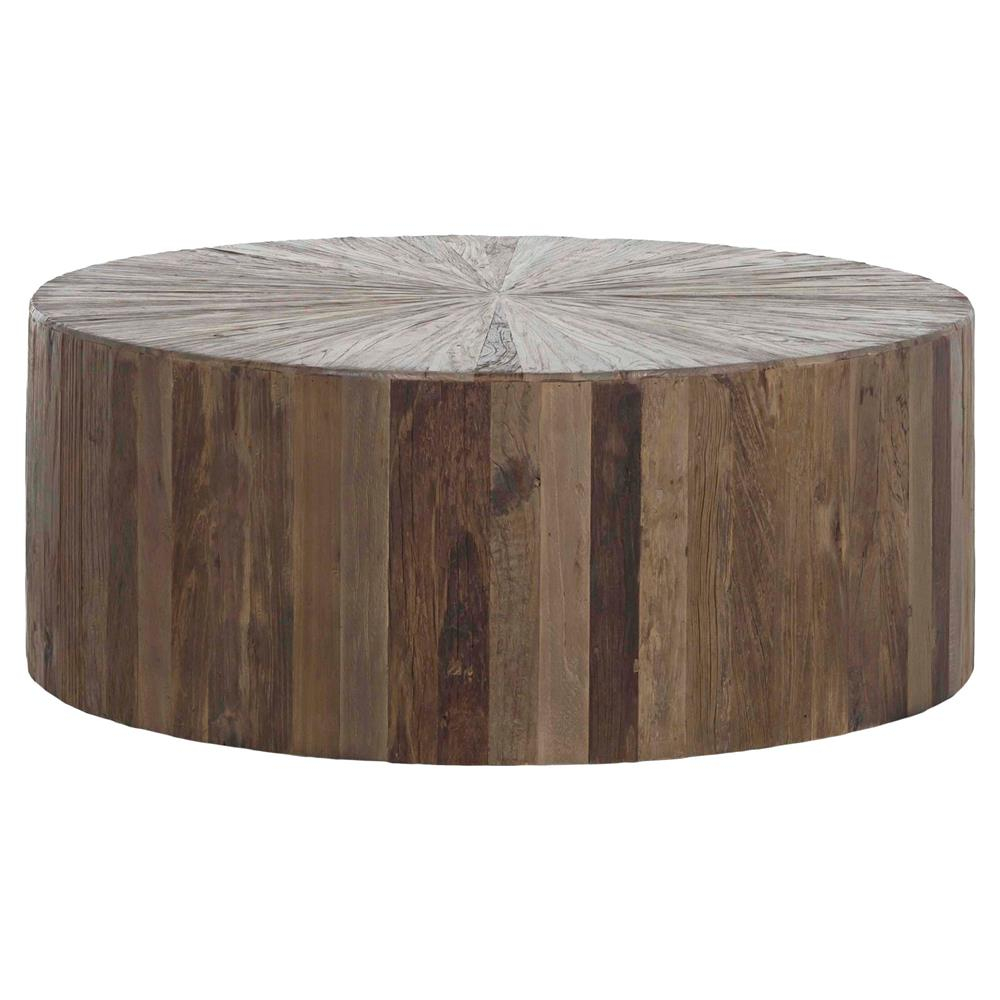 Cyrano Reclaimed Wood Round Drum Modern Eco Coffee Table Kathy Kuo with dimensions 1000 X 1000