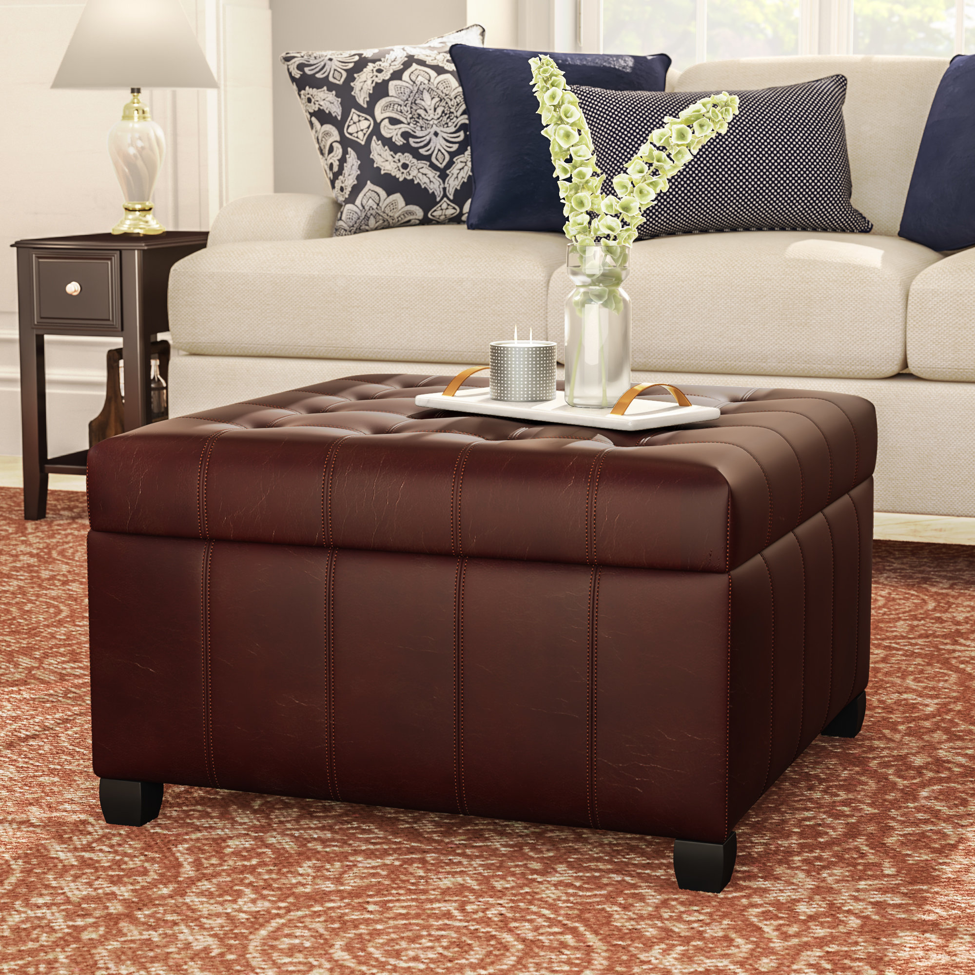 Dar Home Co Francisville Leather Storage Ottoman Reviews Wayfair intended for measurements 2000 X 2000
