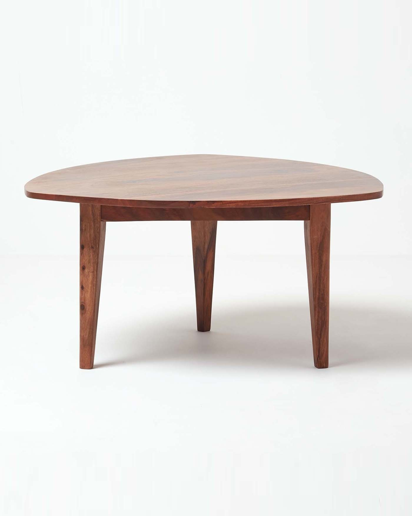 Dark Wood Triangular Coffee Table Retro Design 100 Solid Wood pertaining to size 1400 X 1750