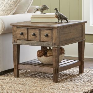 Derrickson Side Table With Drawers Clock Farmhouse End Tables throughout proportions 2000 X 2000